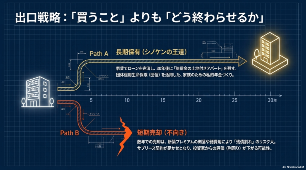 シノケンのアパートを長期保有する場合と短期売却する場合の出口戦略とリスクの違い