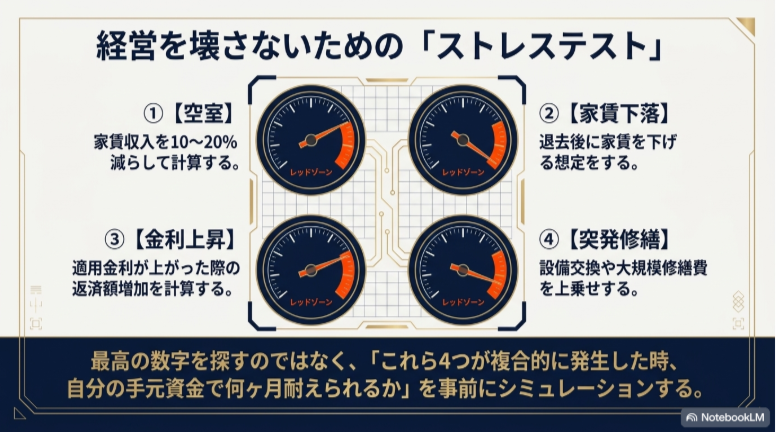 空室・家賃下落・金利上昇・修繕のストレステスト
