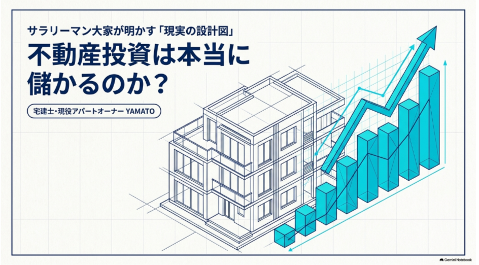 不動産投資は本当に儲かるのかを宅建士・現役アパートオーナーYAMATOが解説するスライド